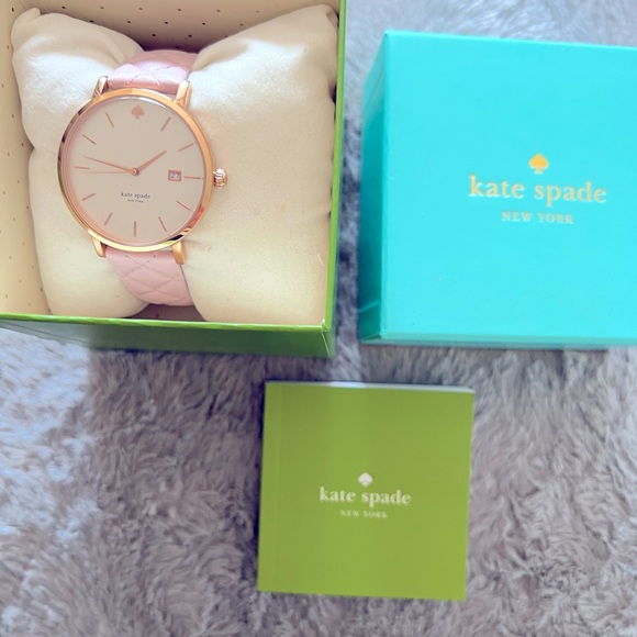 Kate Spade ♠️ Round Face Rose Gold Watch with Pale Pink Quilted Band